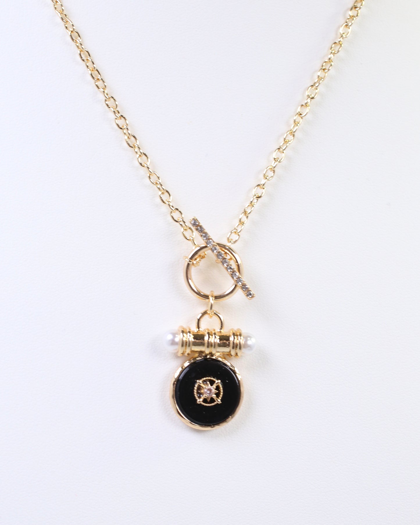 Kurri Circle Drop Necklace Black