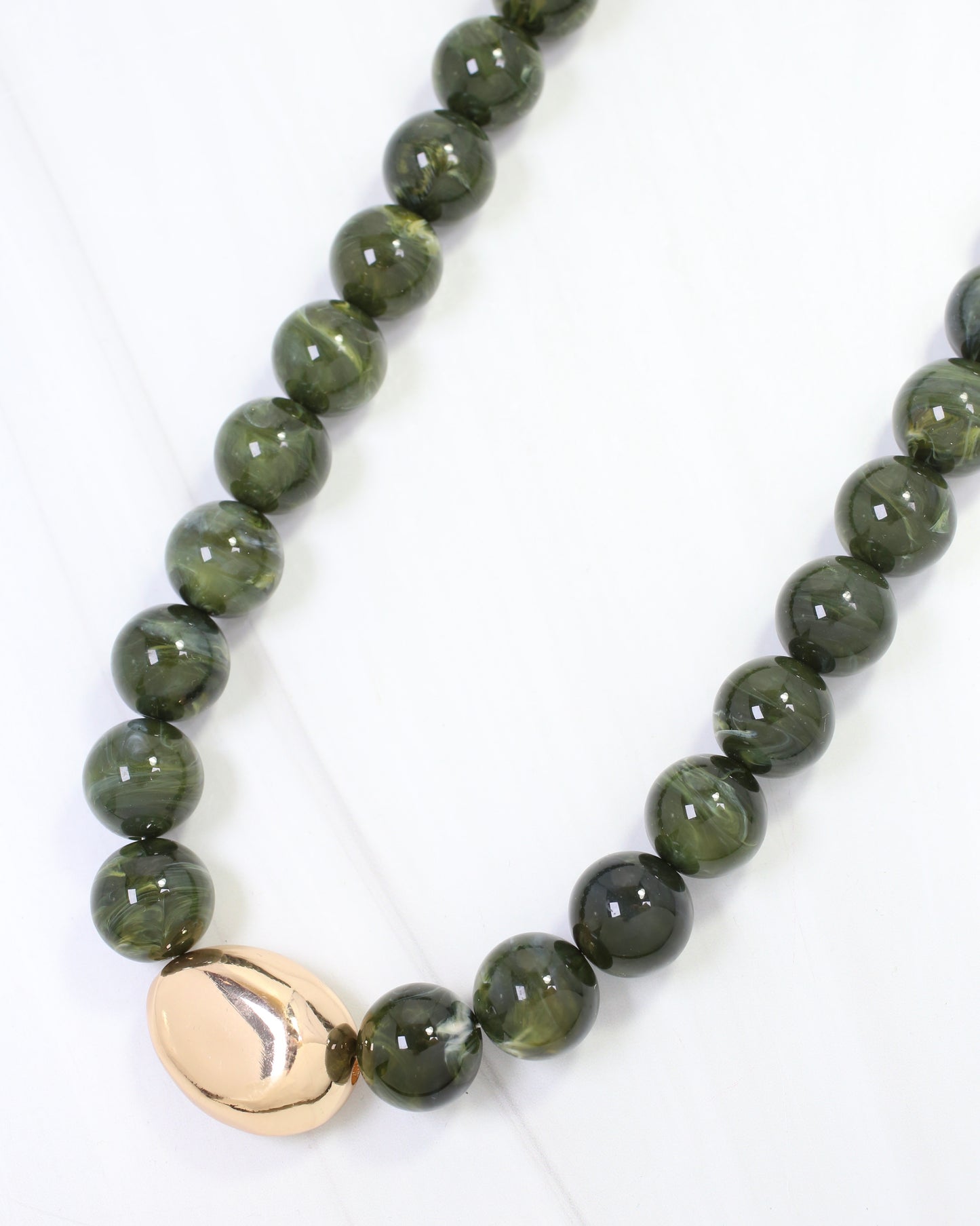 Brooklyn Bold Stone Necklace Olive