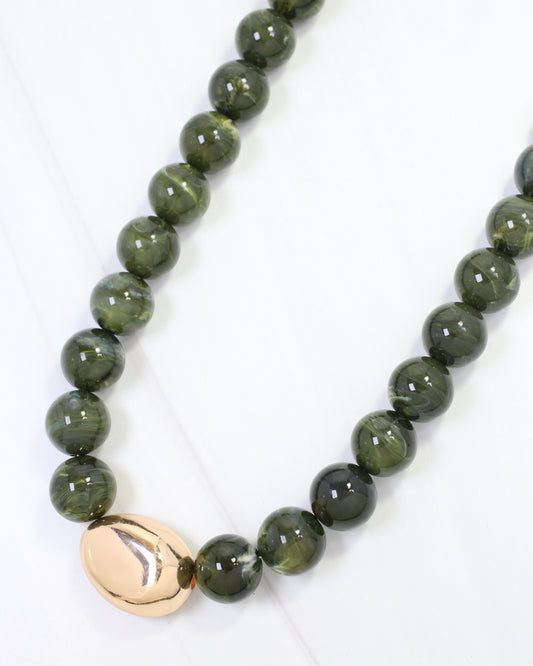 Brooklyn Bold Stone Necklace Olive