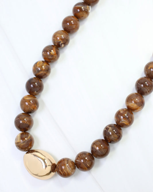 Brooklyn Bold Stone Necklace Brown