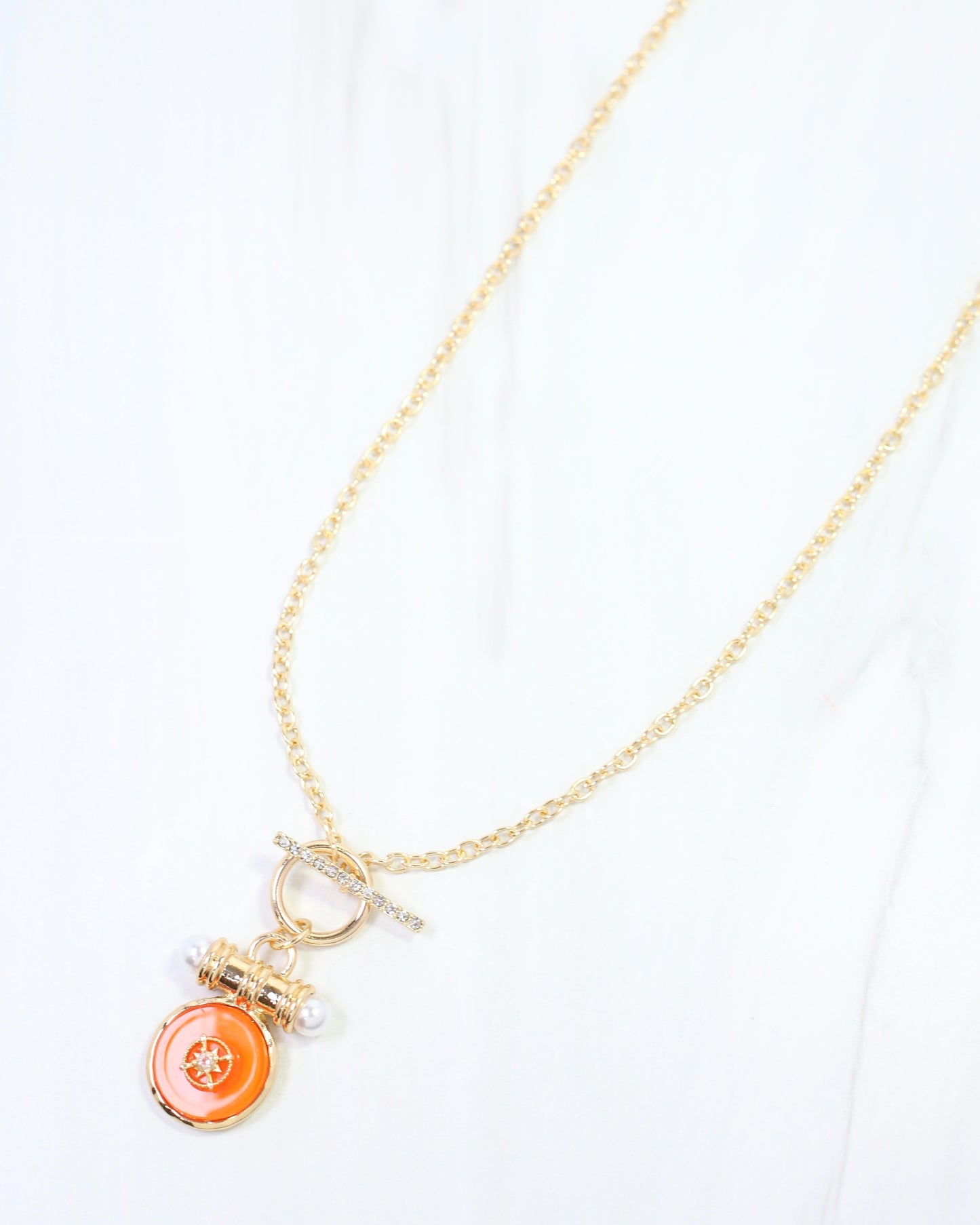 Kurri Circle Drop Necklace Orange