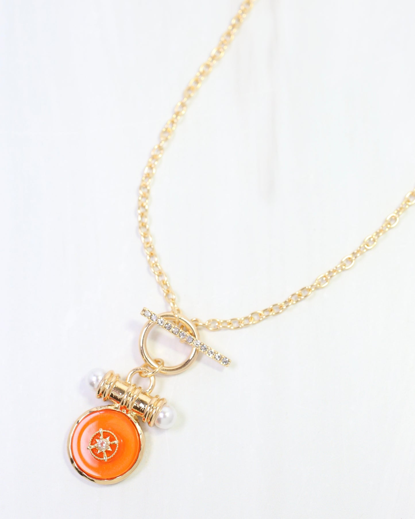 Kurri Circle Drop Necklace Orange