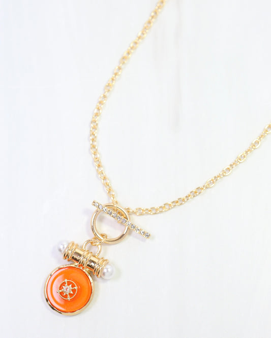 Kurri Circle Drop Necklace Orange