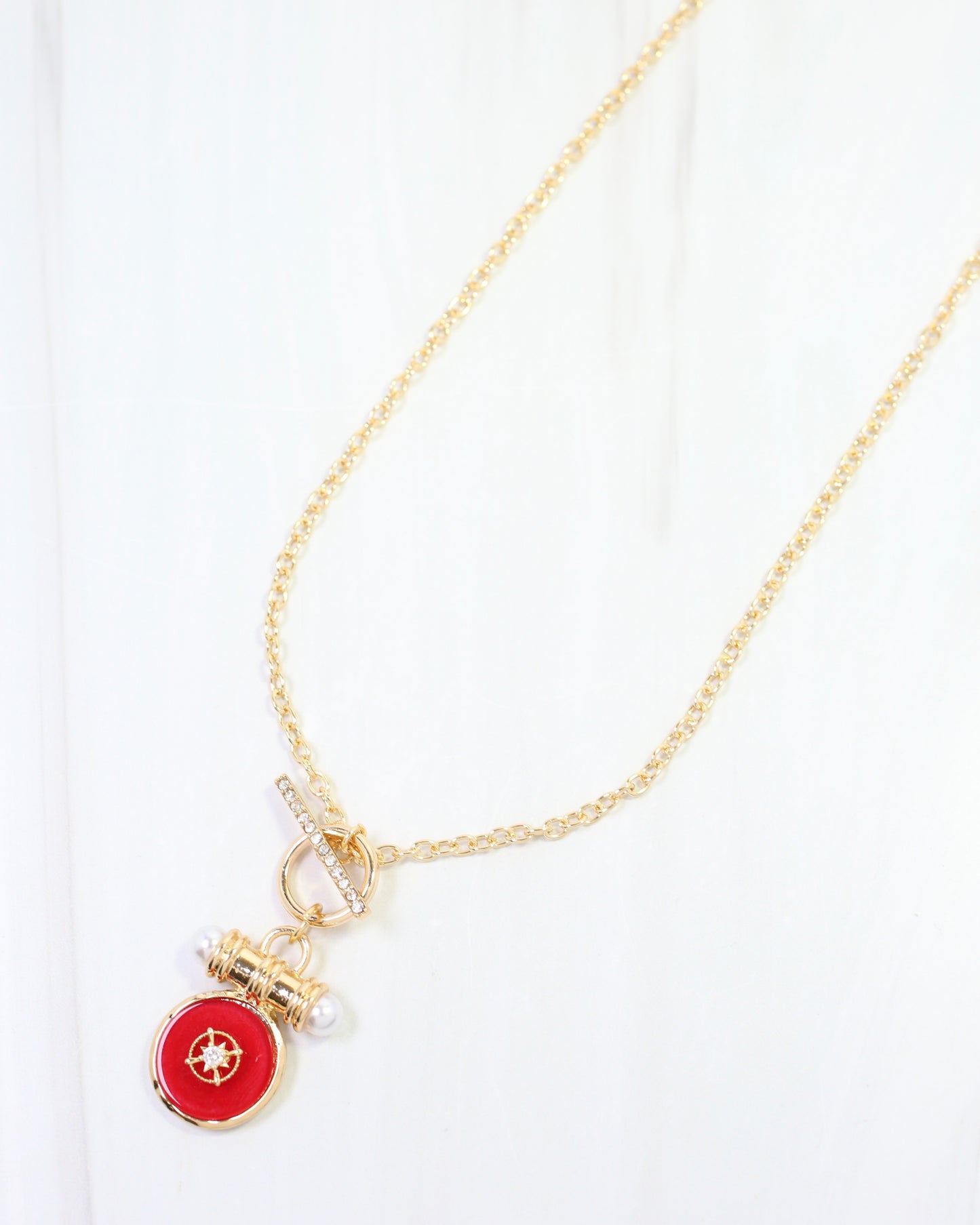 Kurri Circle Drop Necklace Red