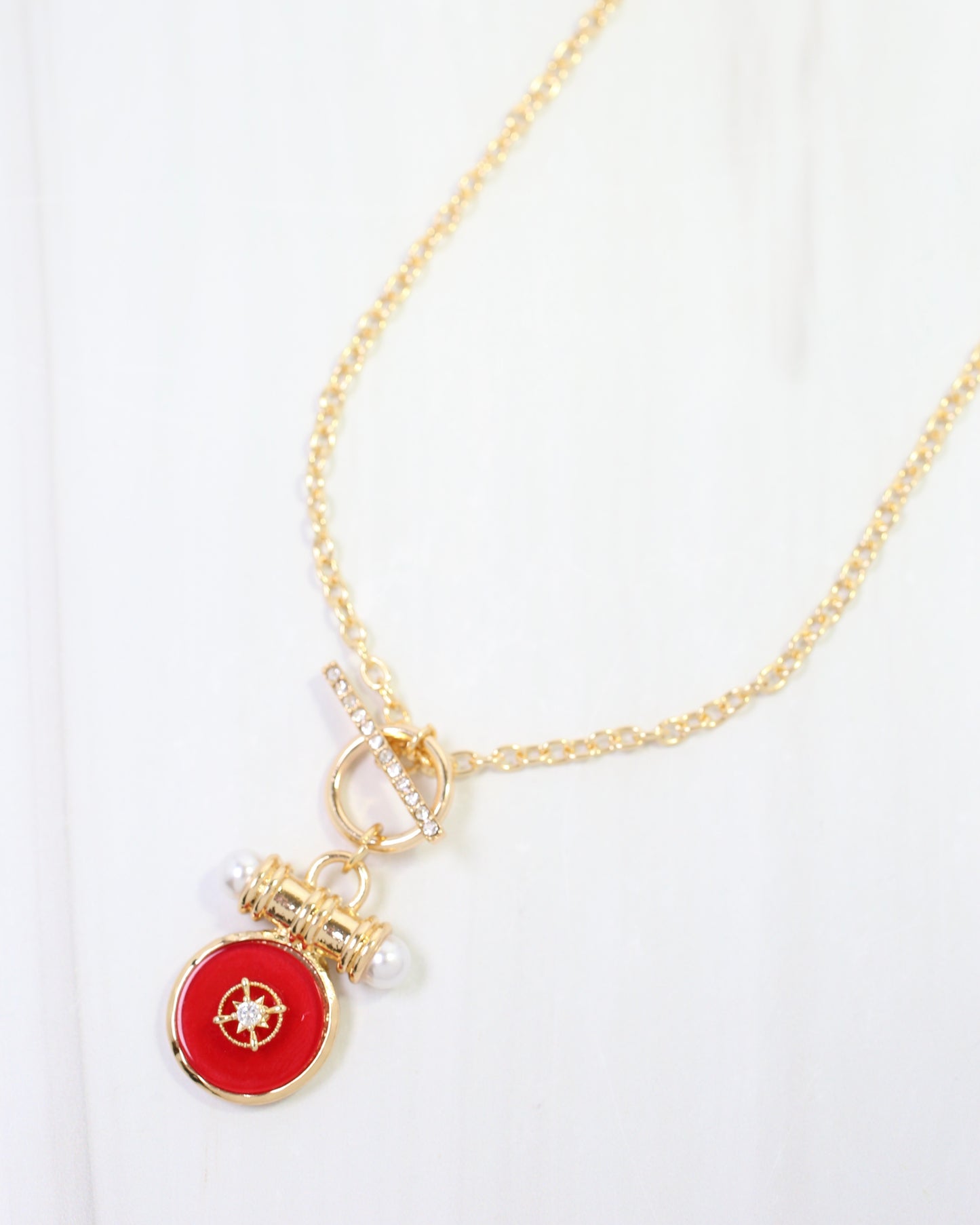 Kurri Circle Drop Necklace Red