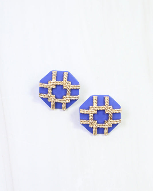 Avril Octagon Post Earring Blue