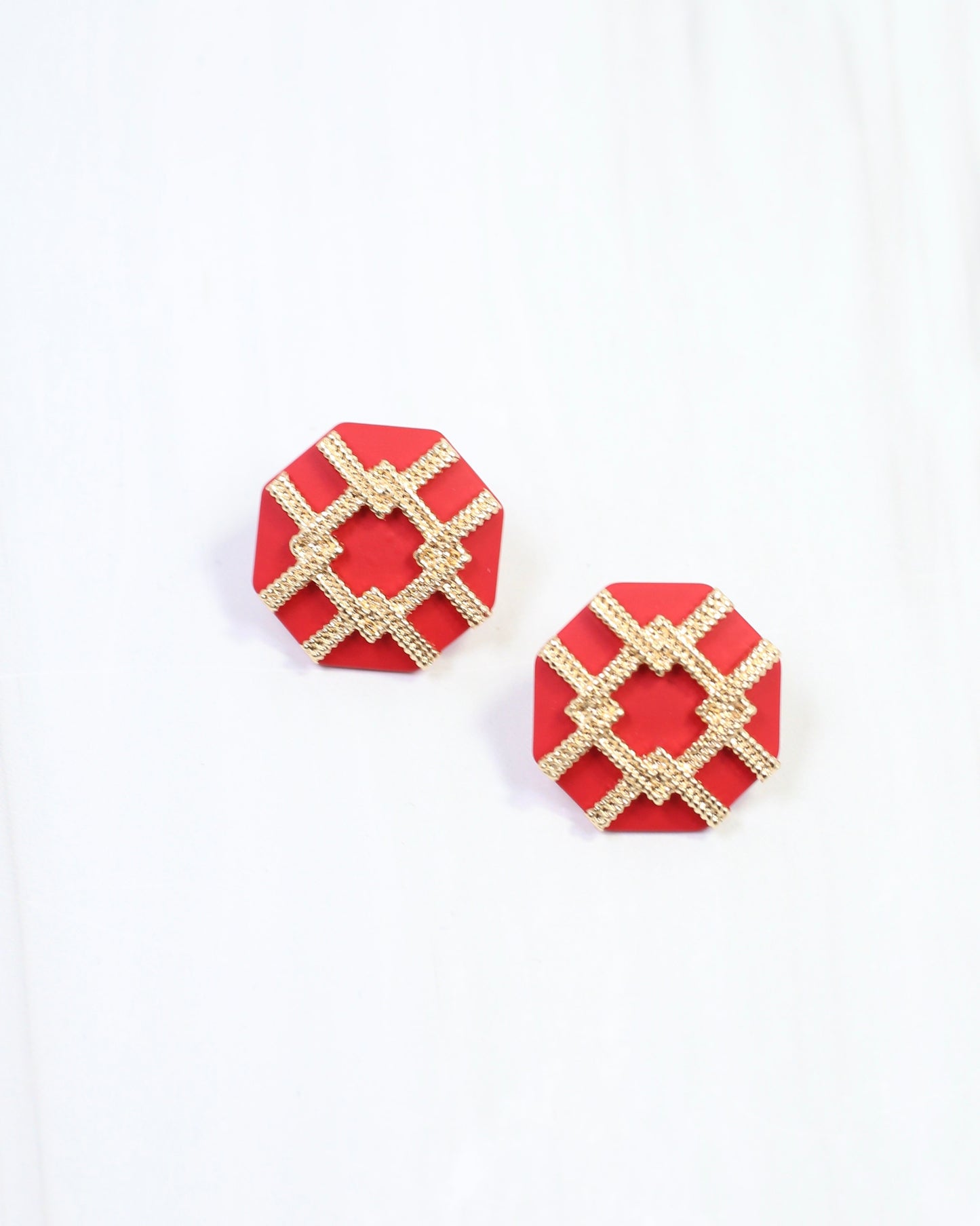 Avril Octagon Post Earring Red