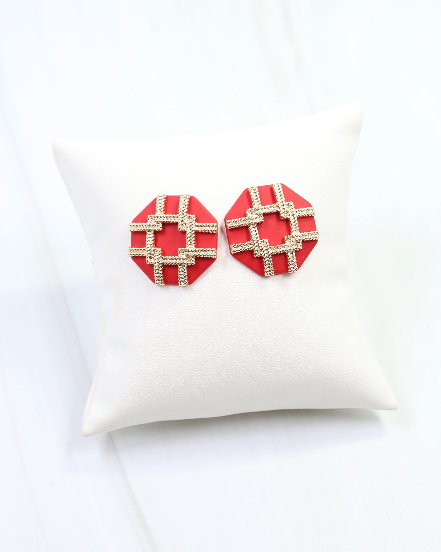 Avril Octagon Post Earring Red