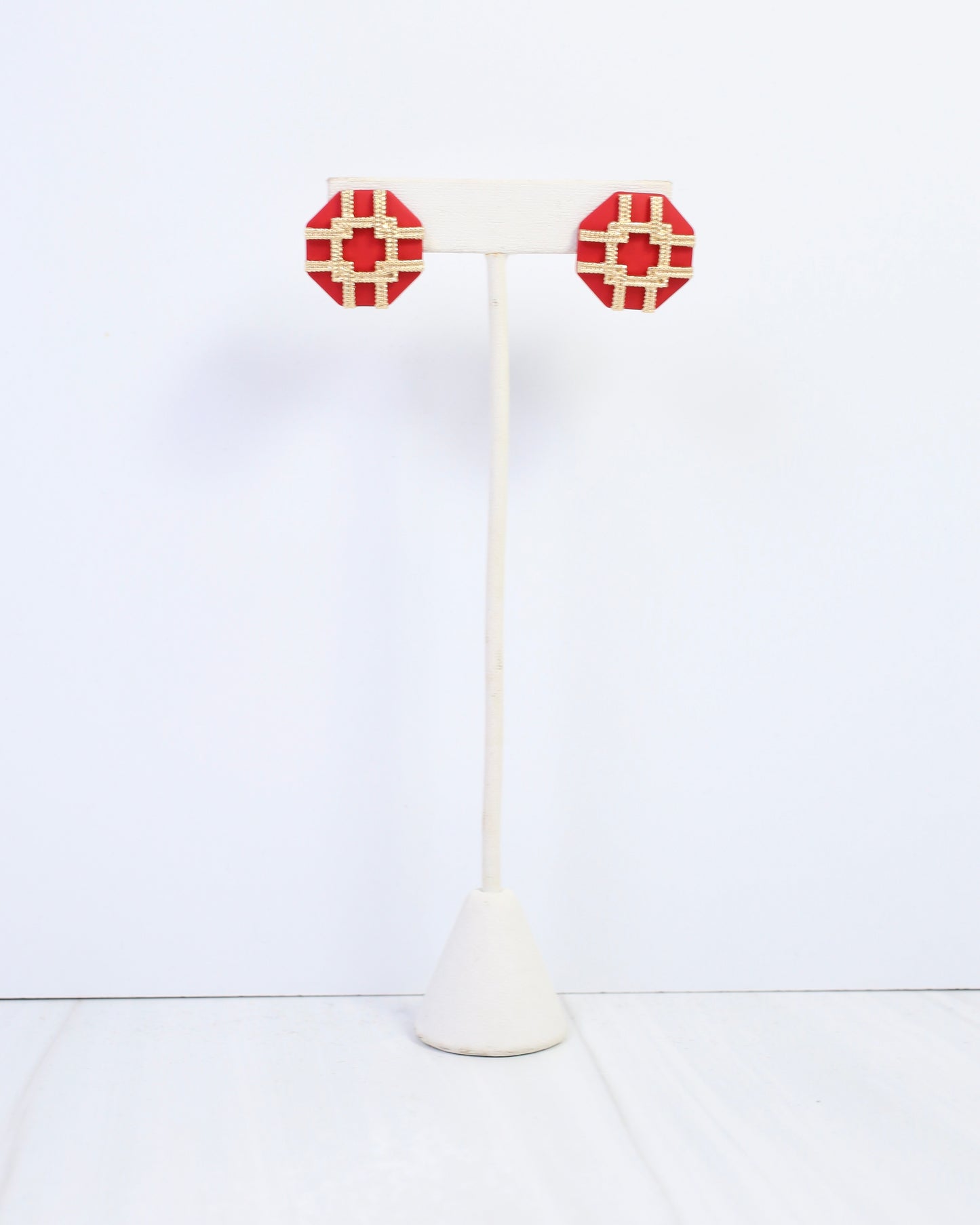 Avril Octagon Post Earring Red