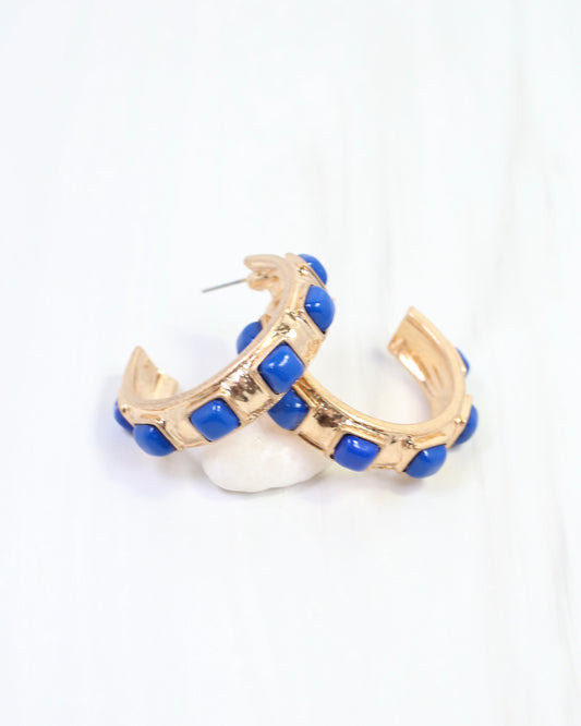 Allie Hammered Gold Earring Blue
