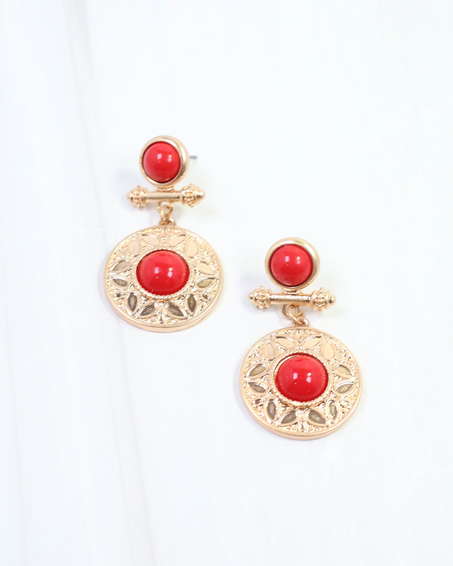 Terrace Circle Drop Earring Red
