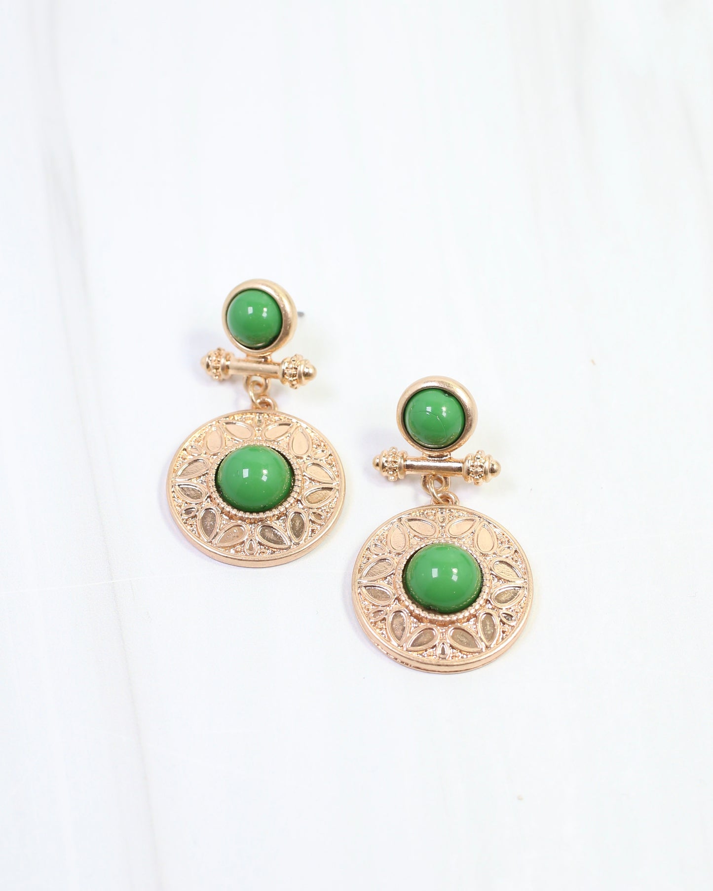 Terrace Circle Drop Earring Green