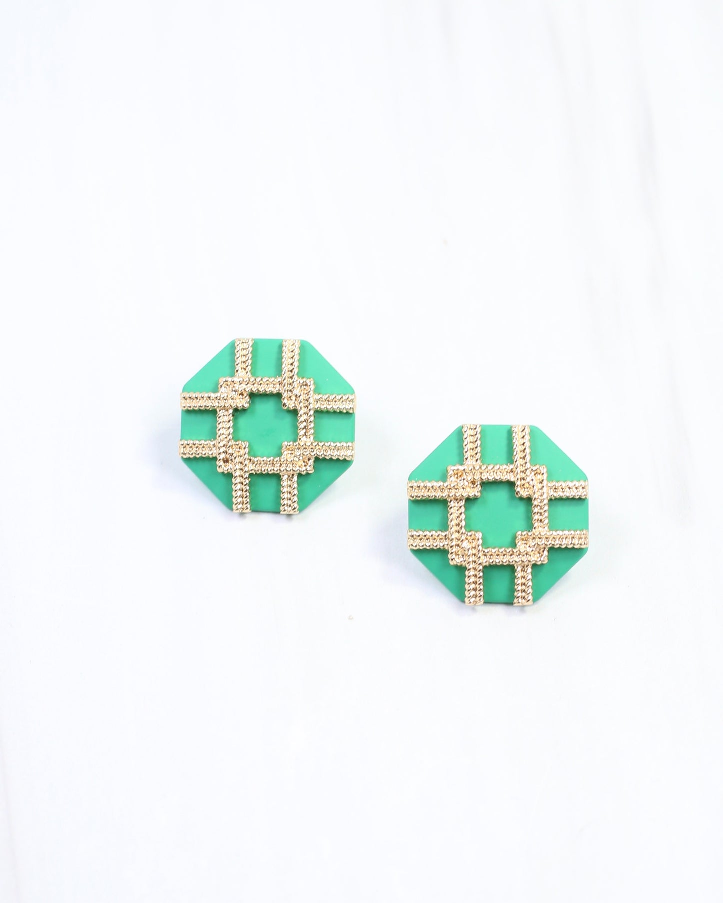 Avril Octagon Post Earring Green