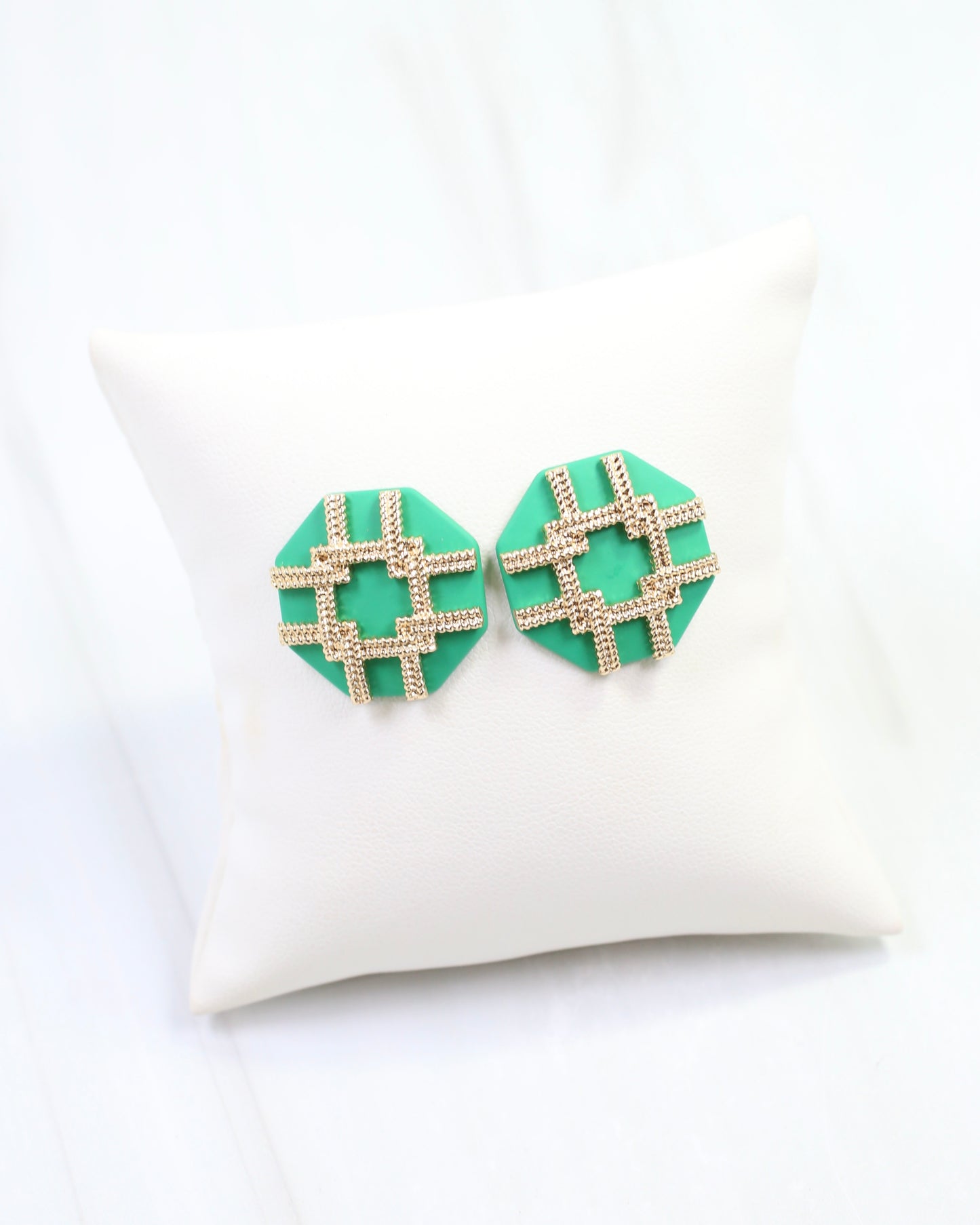 Avril Octagon Post Earring Green