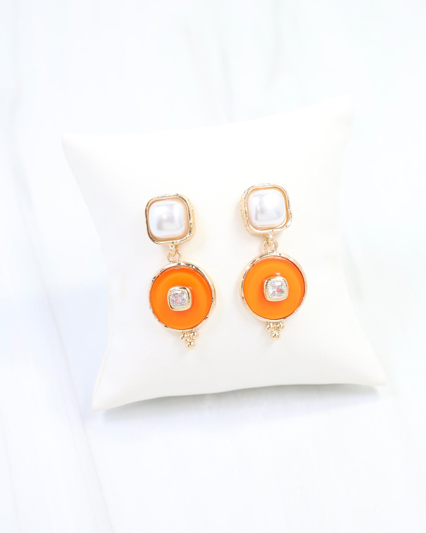 Lismore Pearl Circle Drop Earring Orange