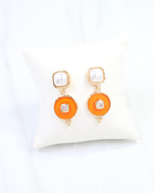Lismore Pearl Circle Drop Earring Orange