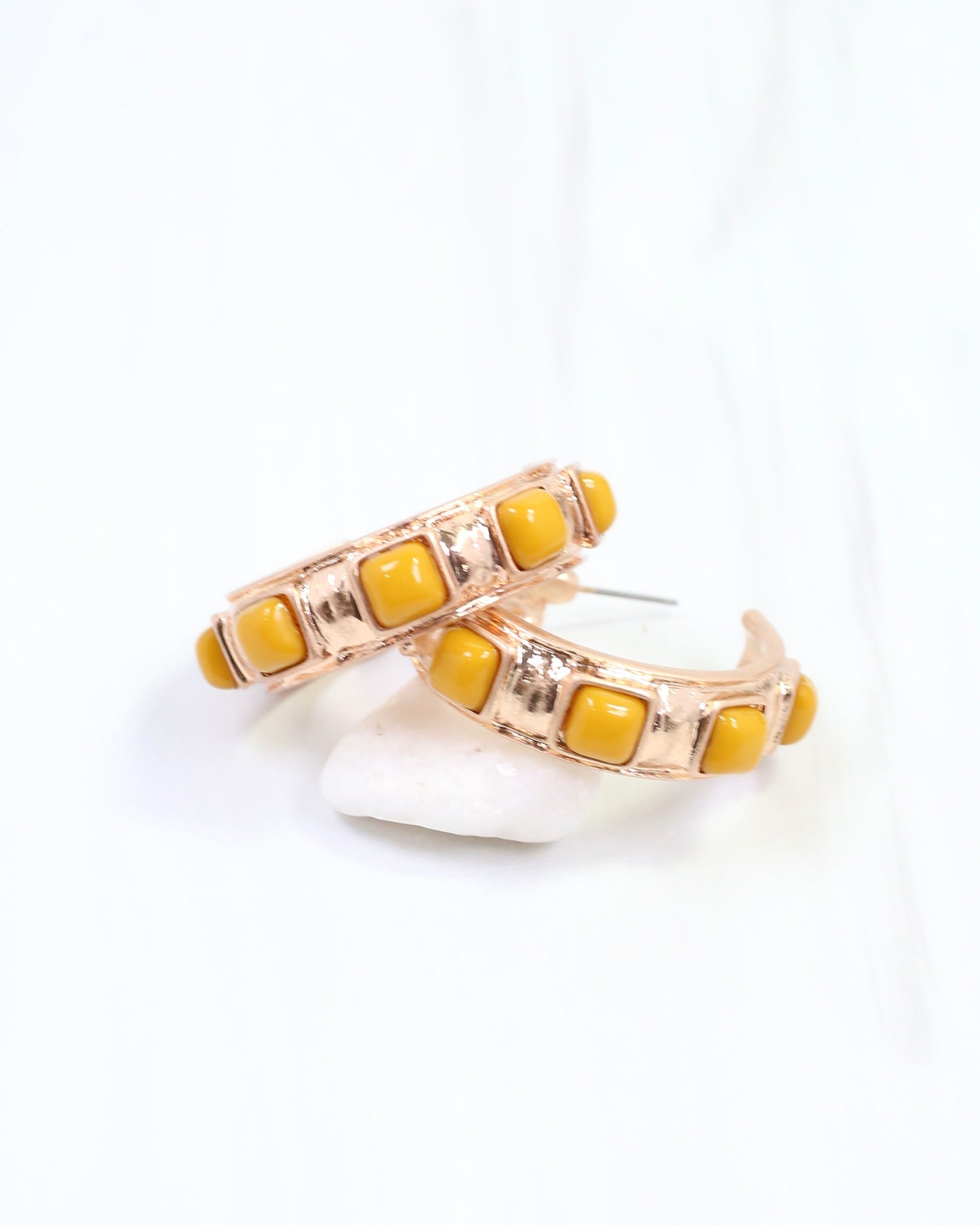 Allie Hammered Gold Earring Mustard