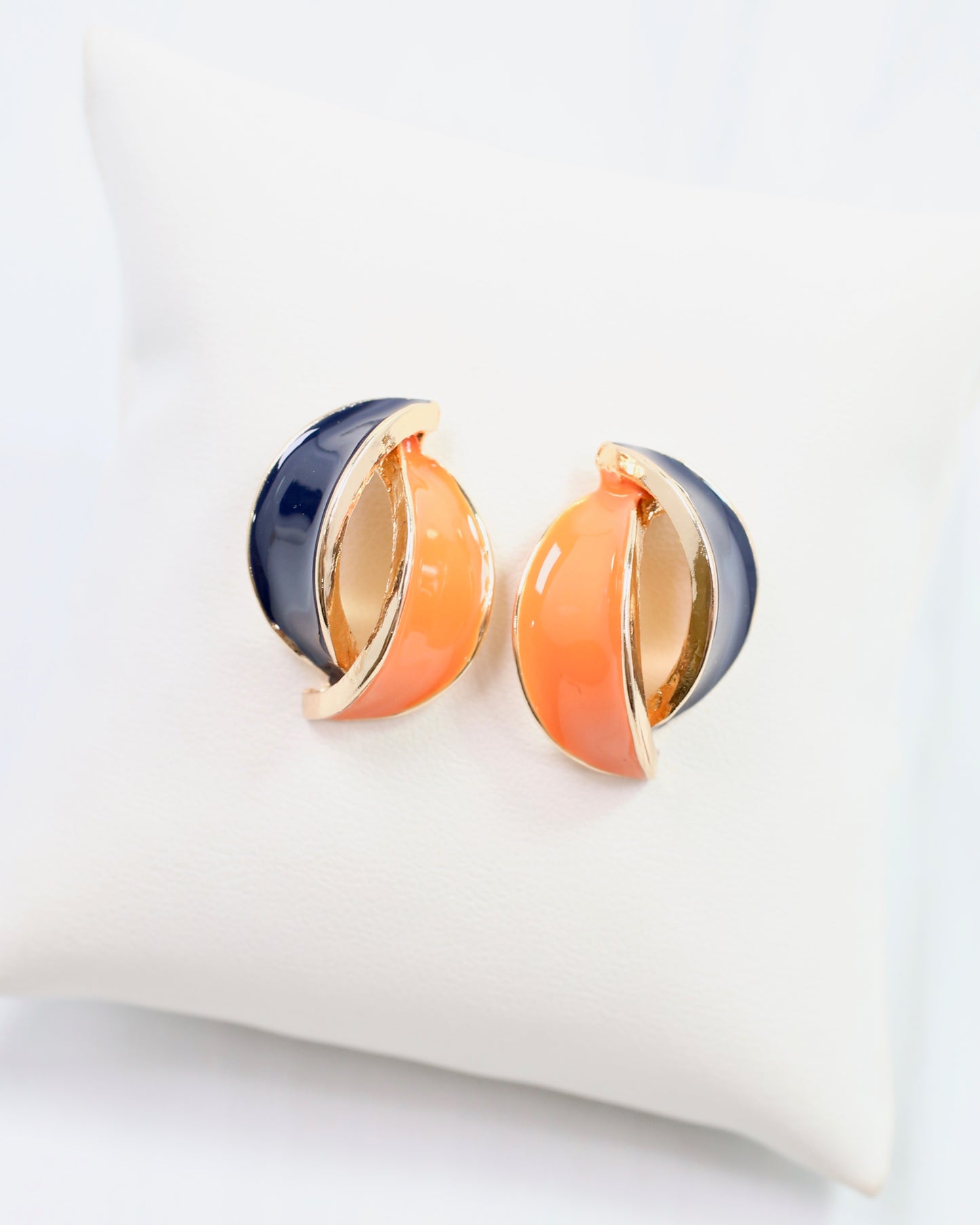 Cora Game Day Earring Navy Orange