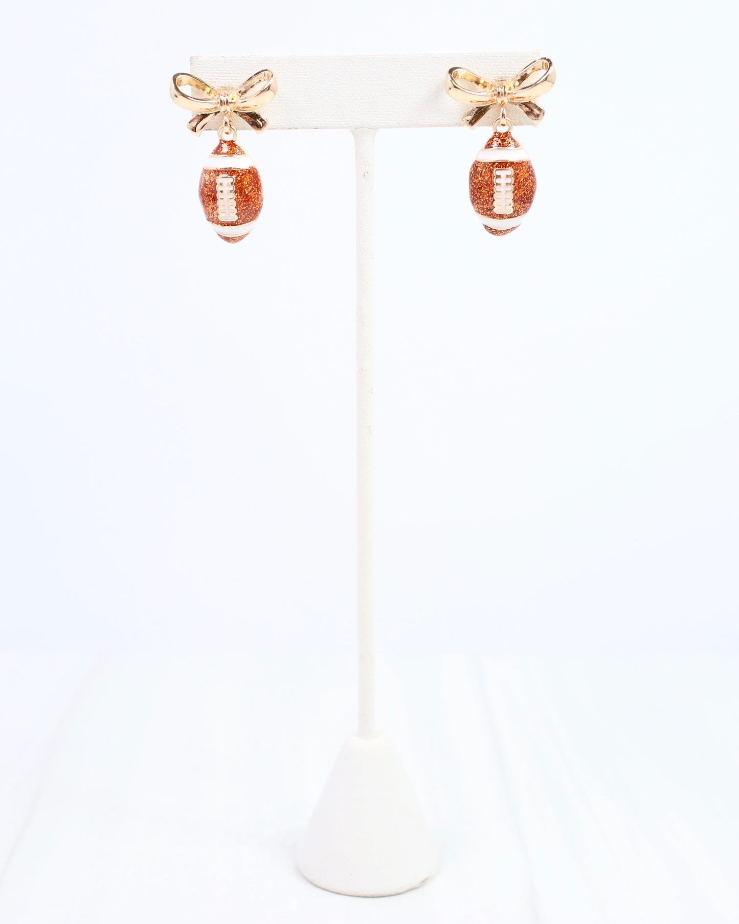 Sporty Bow Football Earring Gold