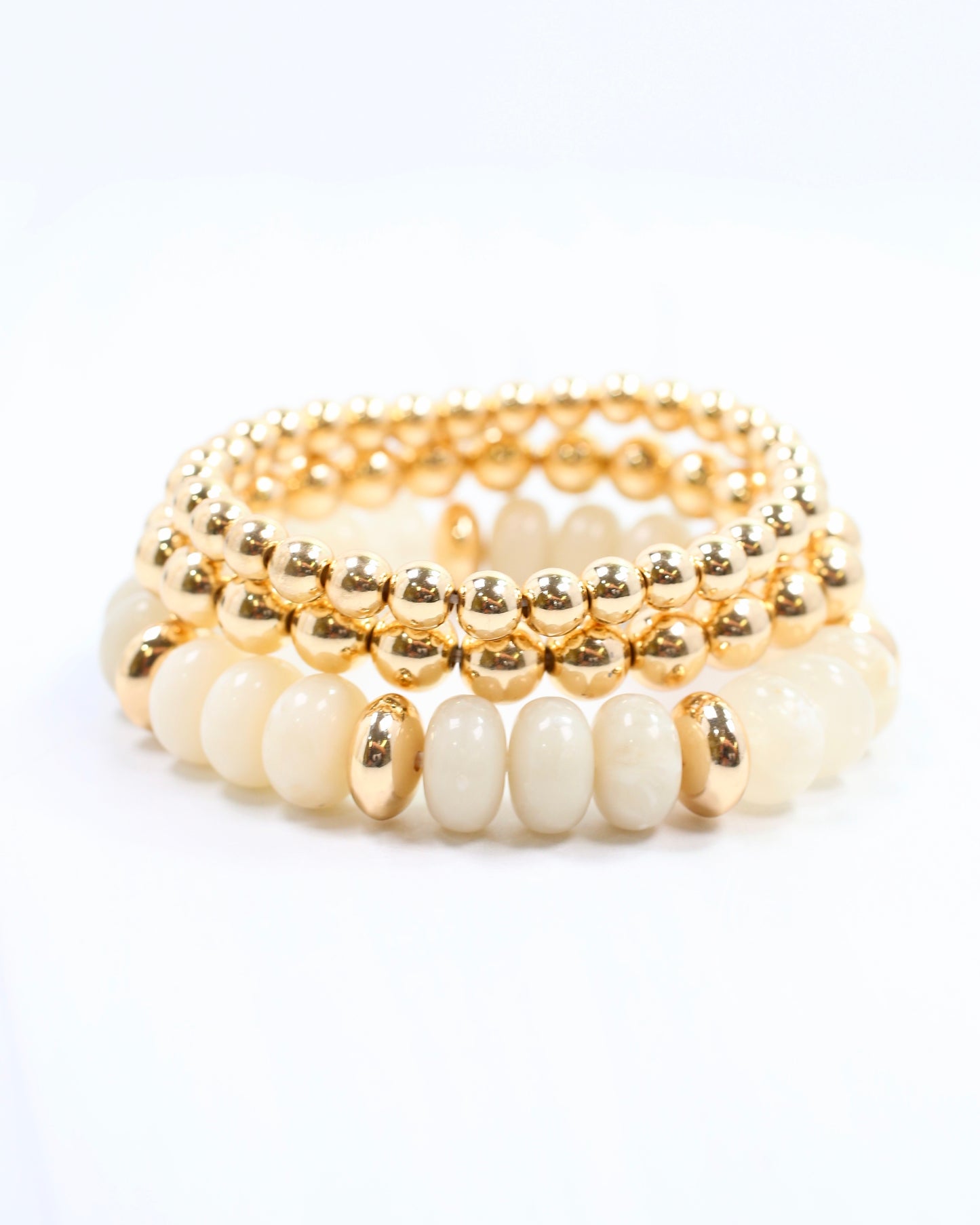 Eye Candy Stretch Bracelet Set Ivory