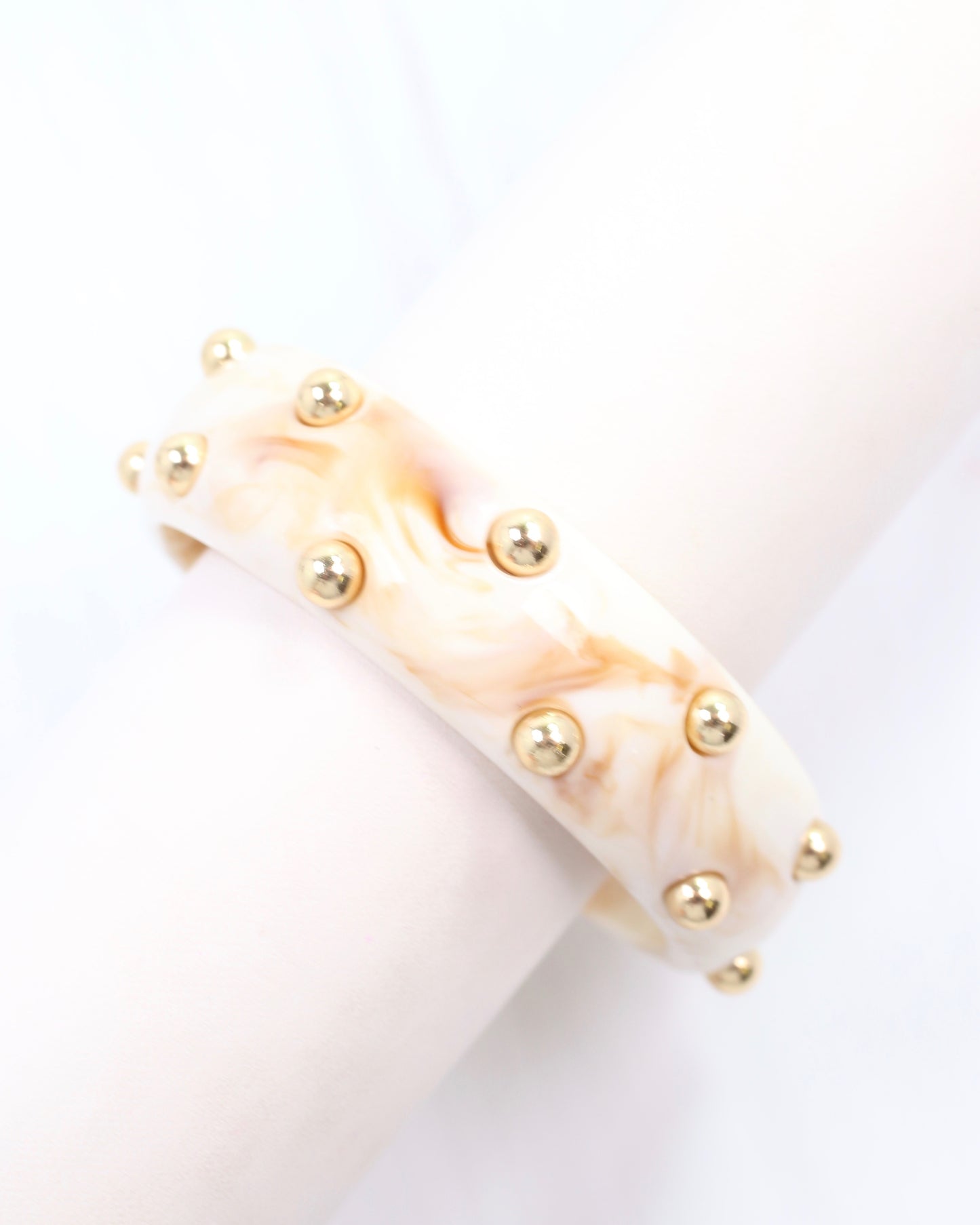 Amira Studded Bangle Bracelet Natural