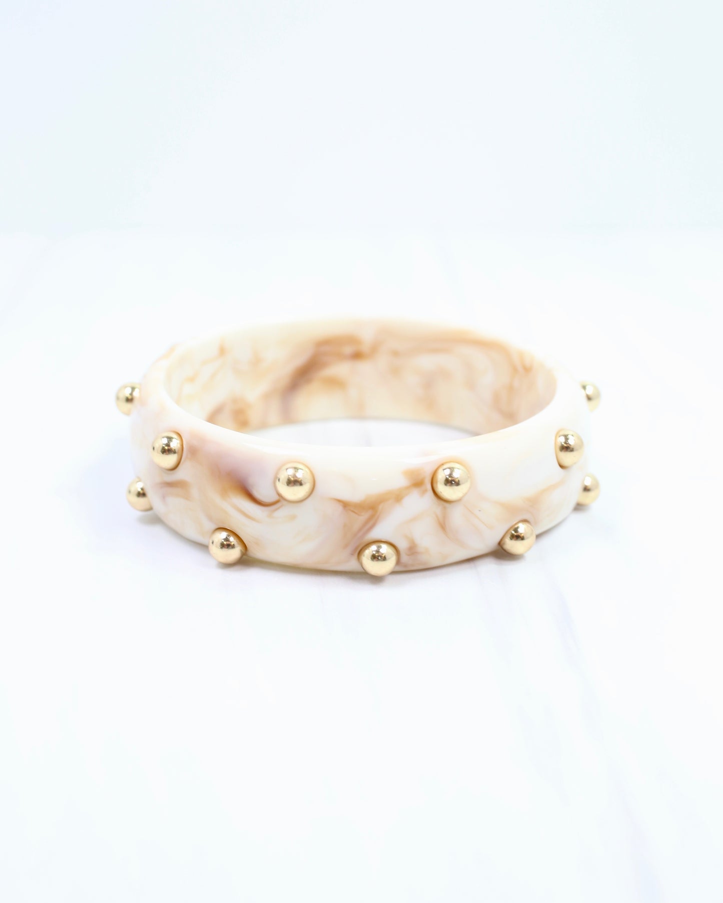 Amira Studded Bangle Bracelet Natural