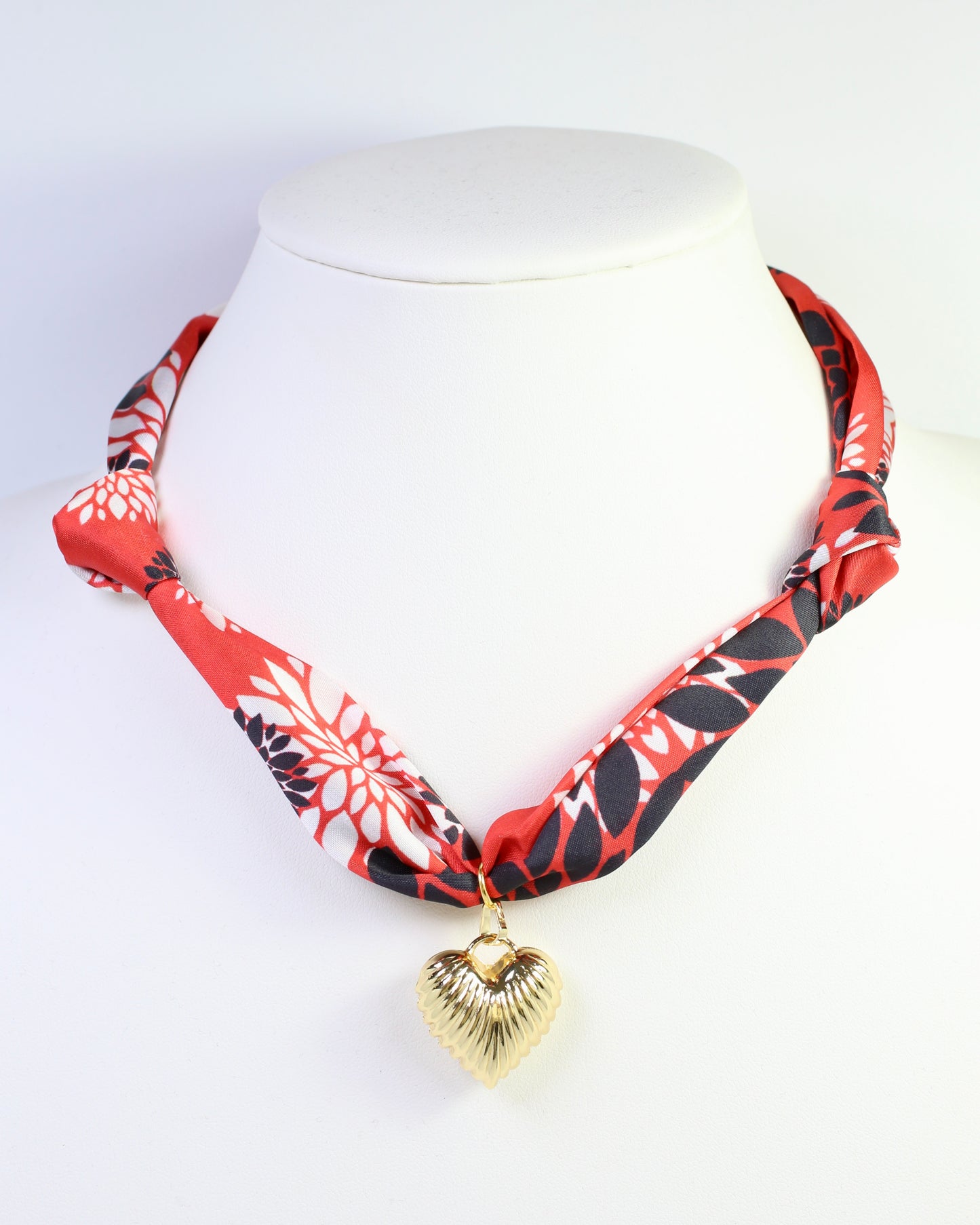 Serafina Scarf Charm Necklace BK RD Floral