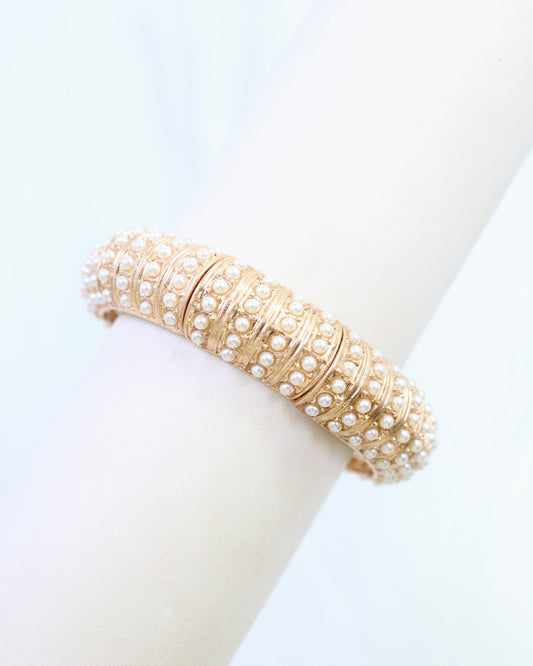Candace Stretch Bracelet with Pearls Gold