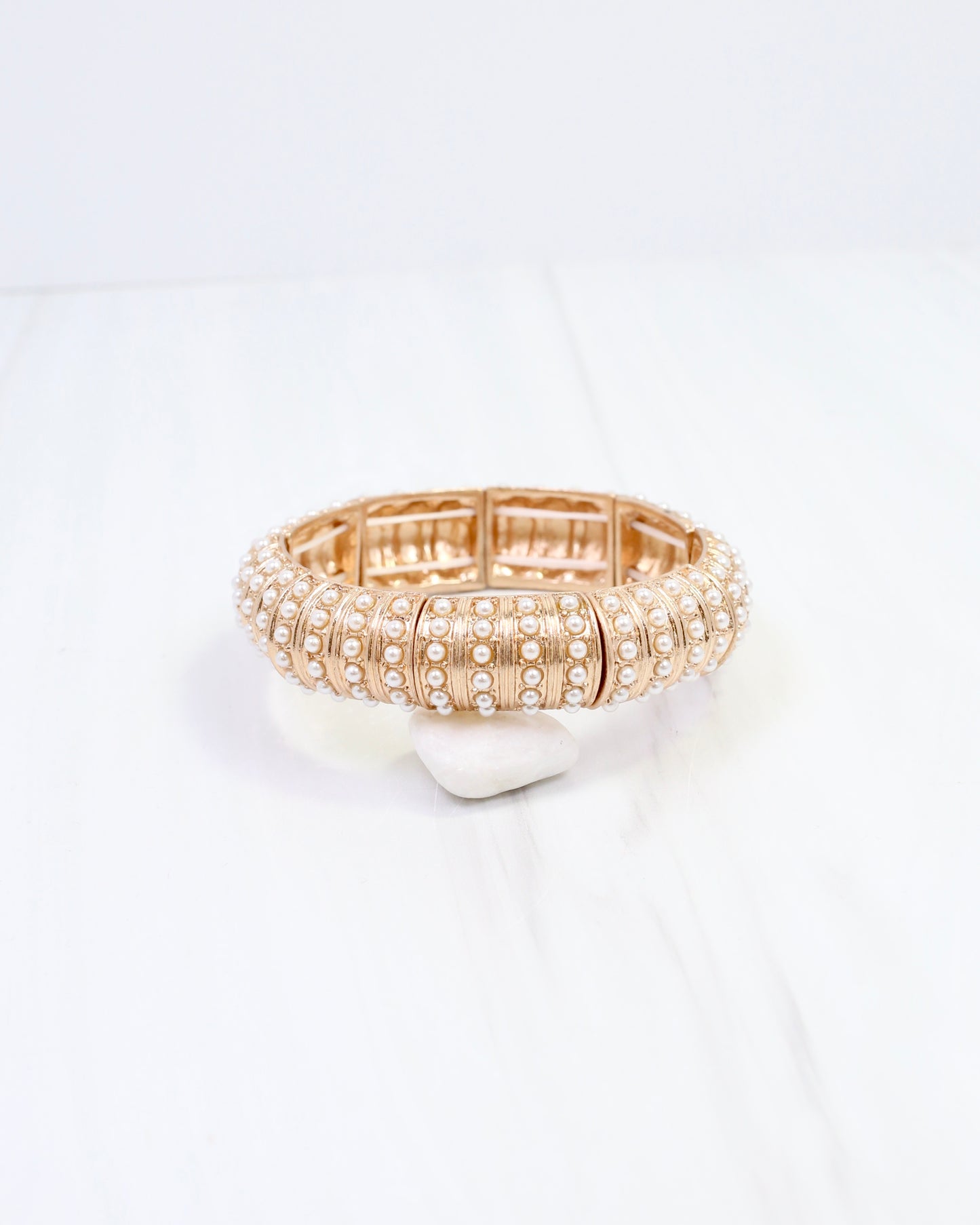 Candace Stretch Bracelet with Pearls Gold