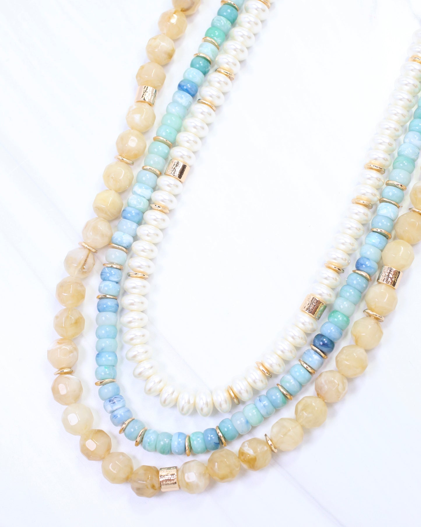 Diane Beaded Layered Necklace Natural