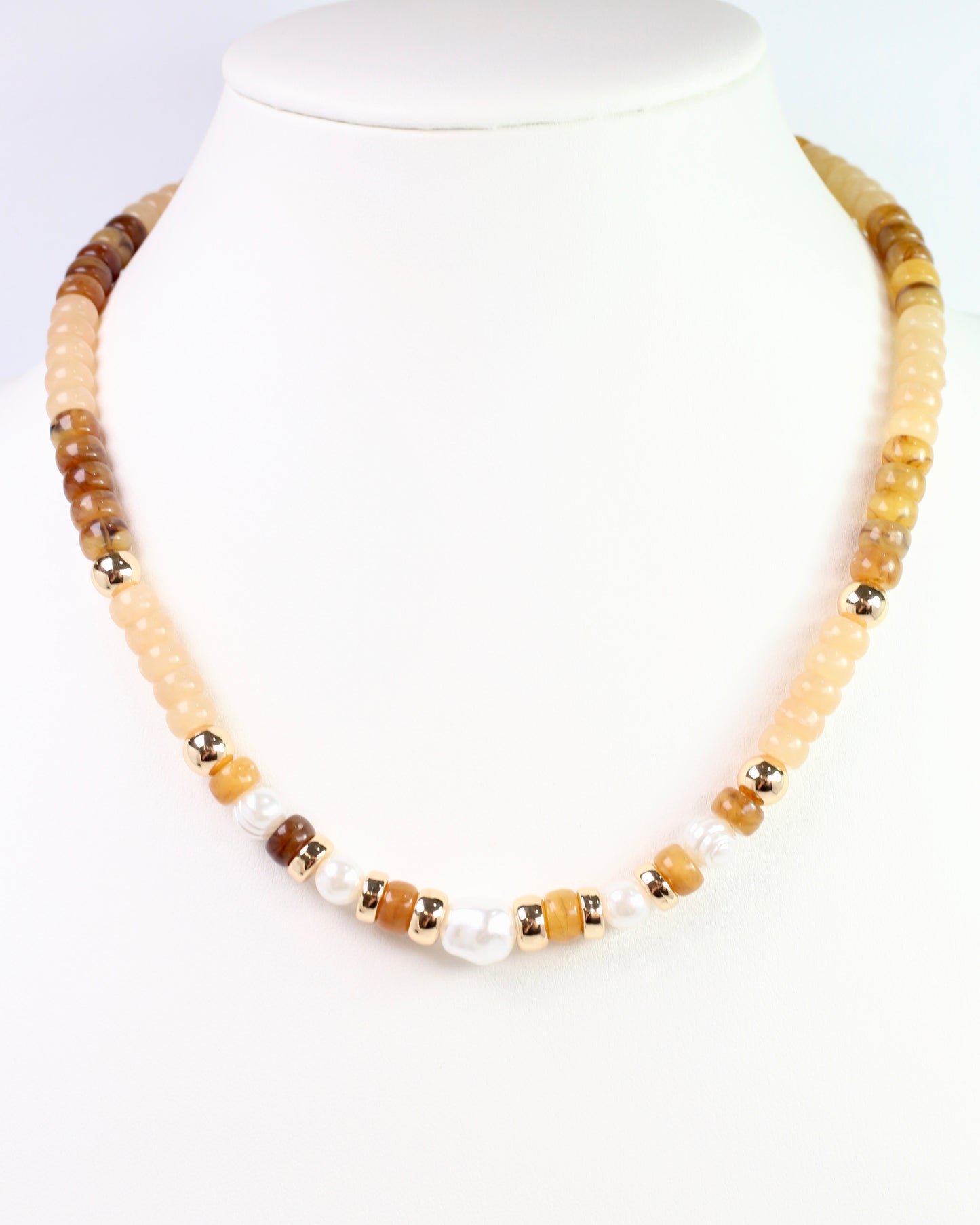 Bowie Bead and Pearl Necklace Brown