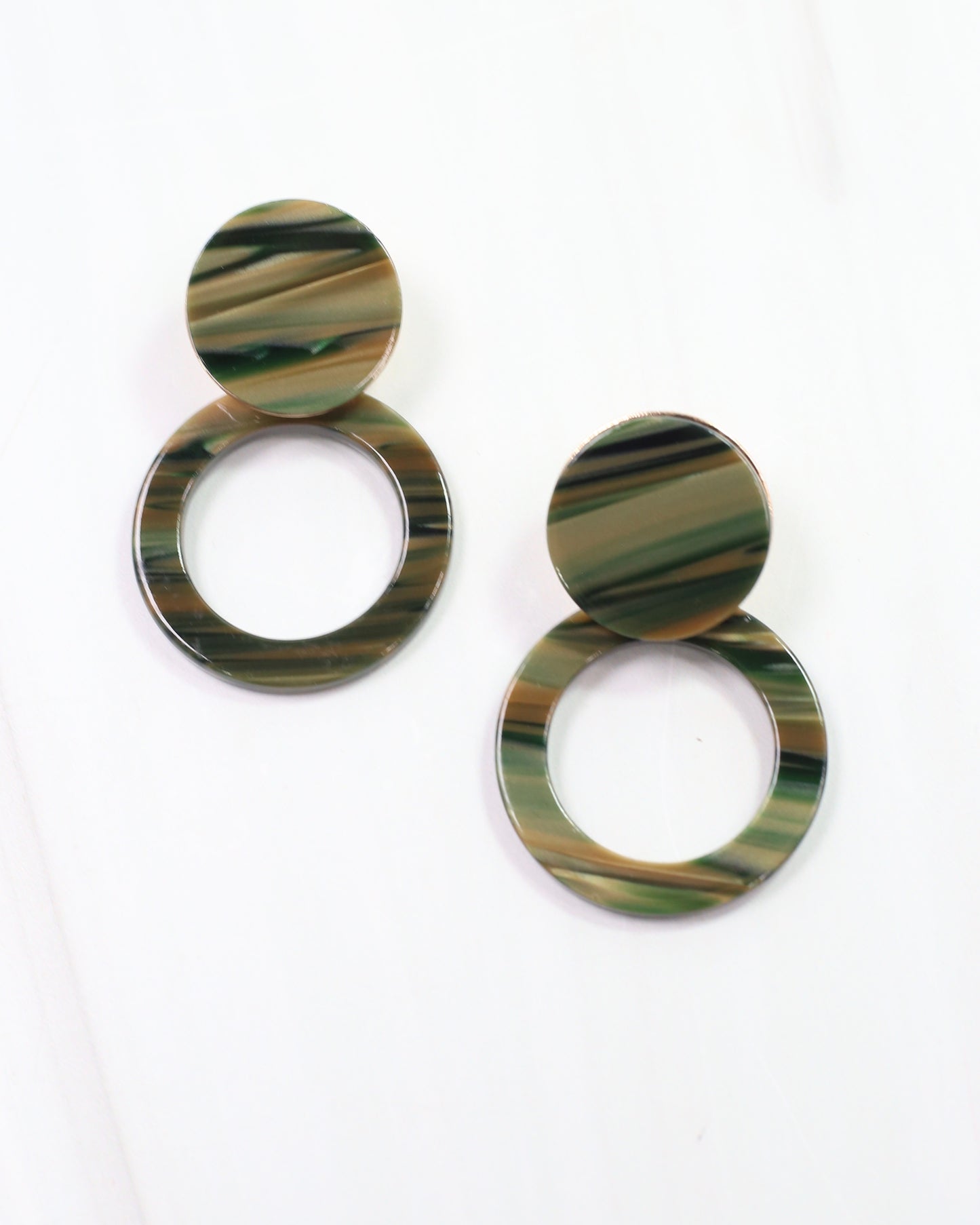 Bentlee Circle Drop Earring Green