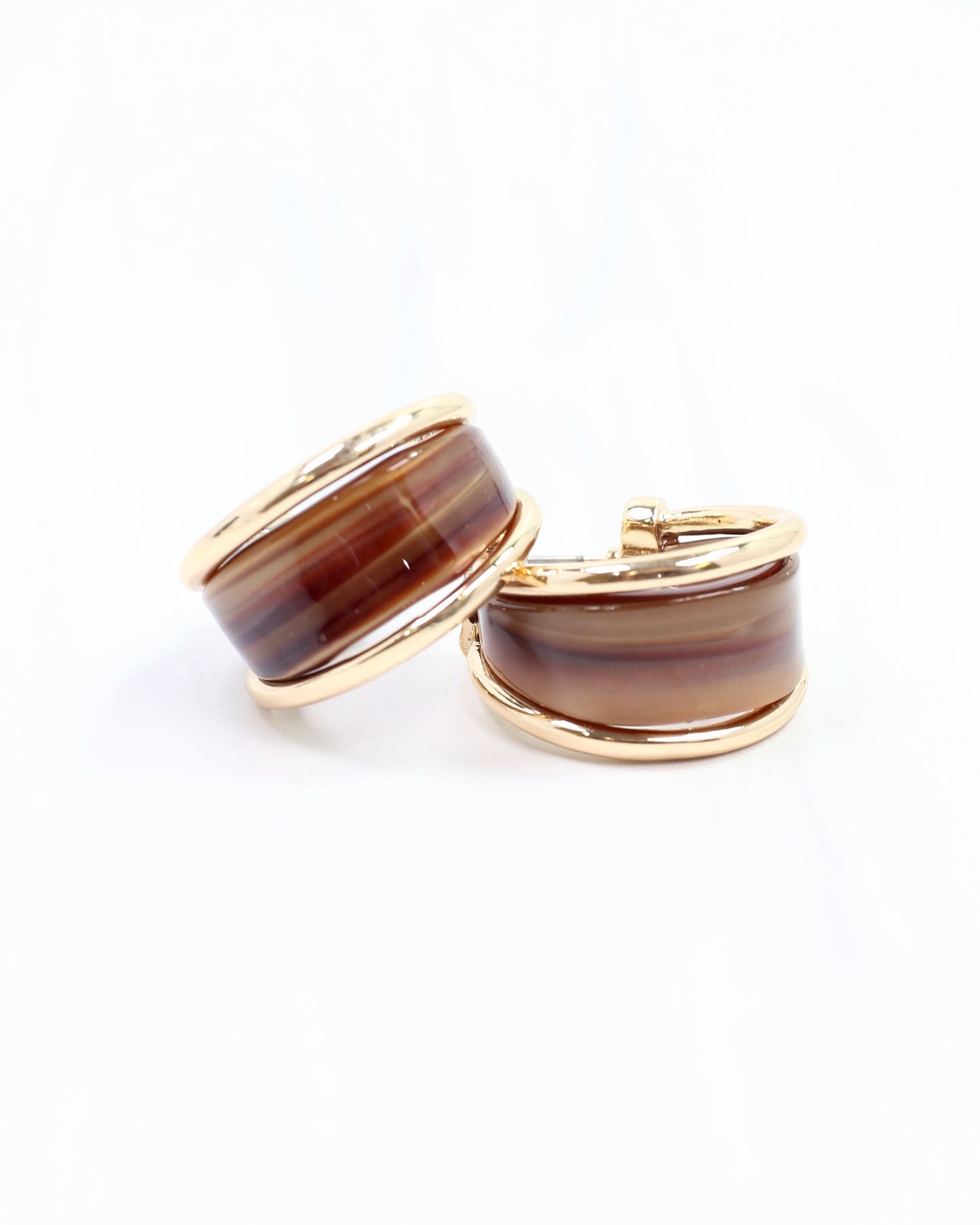 Daphne Gold Trimmed Hoop Brown