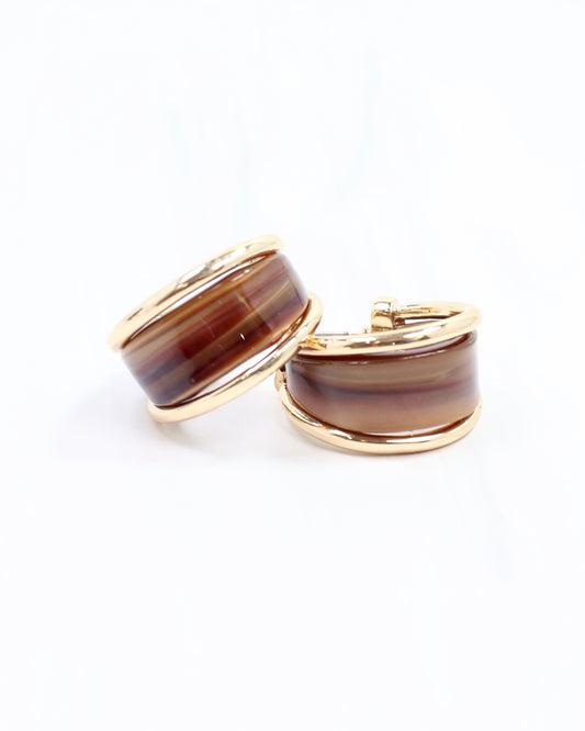 Daphne Gold Trimmed Hoop Brown