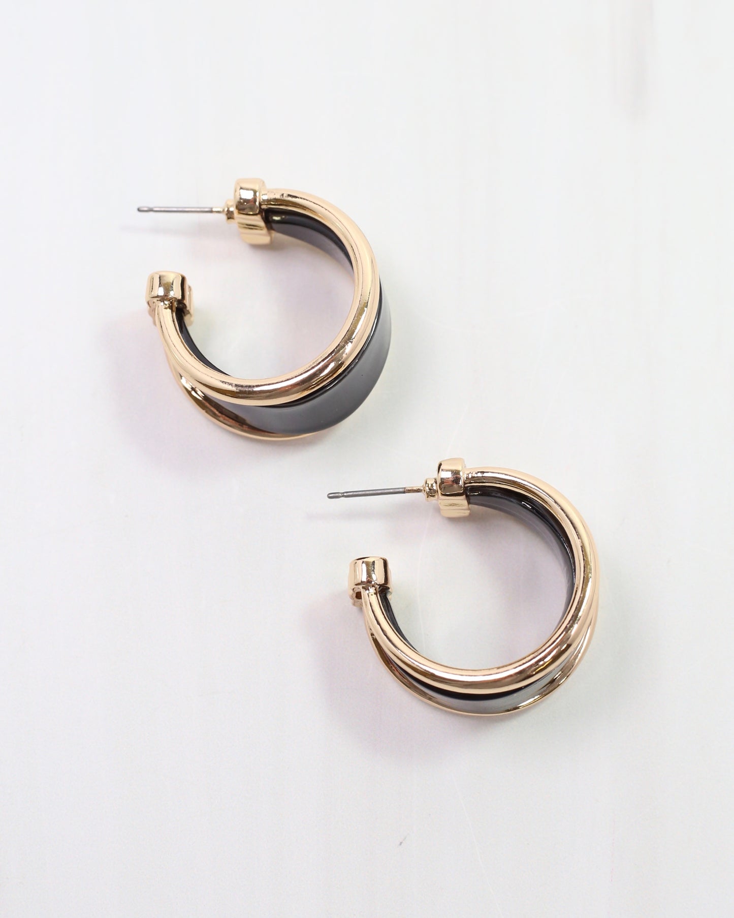Daphne Gold Trimmed Hoop Black