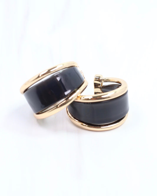 Daphne Gold Trimmed Hoop Black