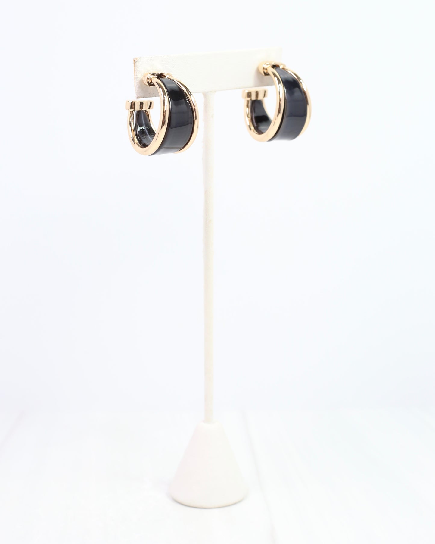 Daphne Gold Trimmed Hoop Black
