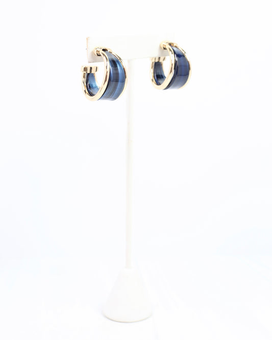 Daphne Gold Trimmed Hoop Navy