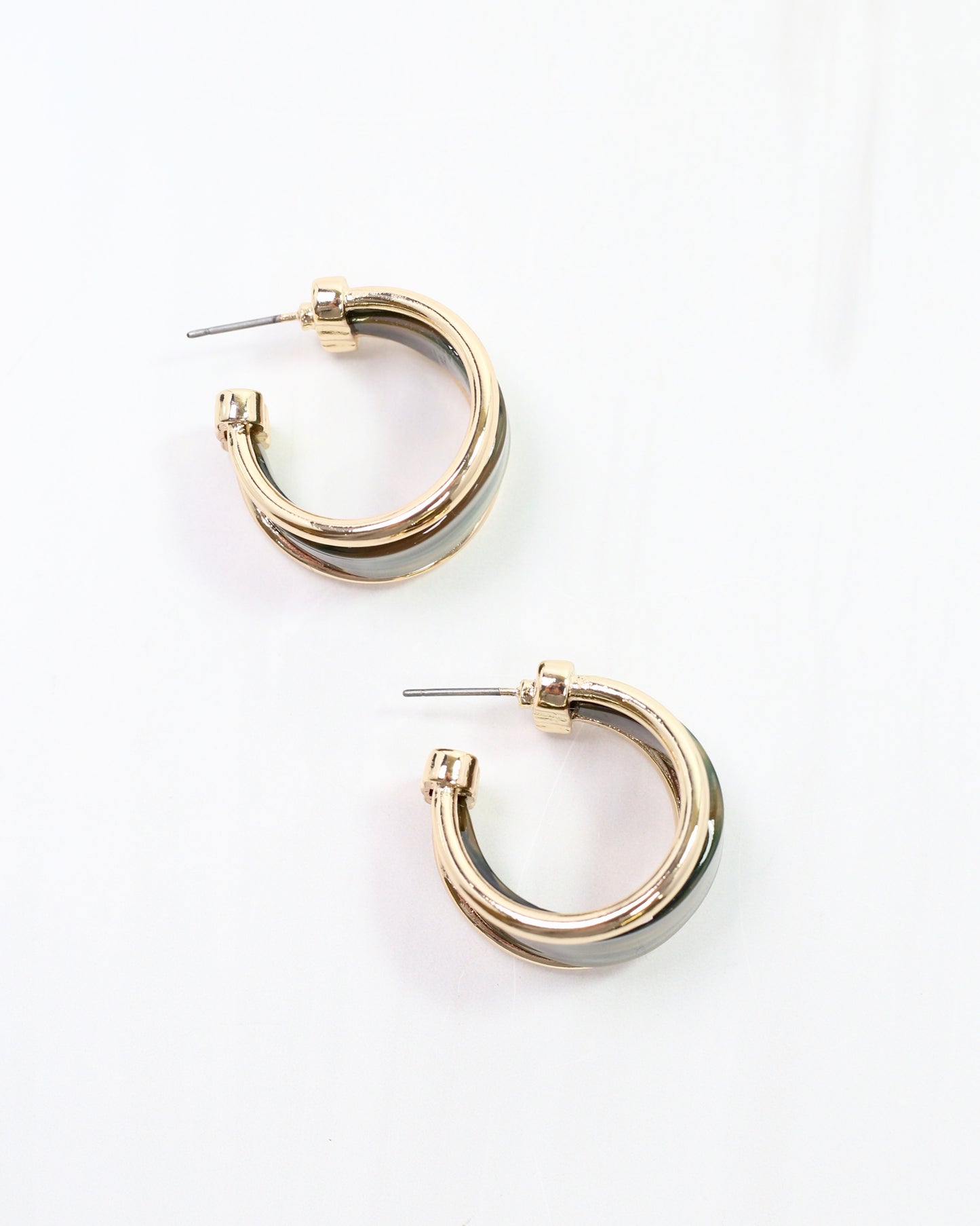 Daphne Gold Trimmed Hoop Green