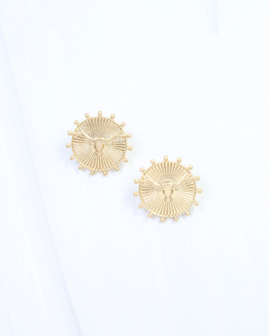 Carmen Coin Earring Bull Worn Gold