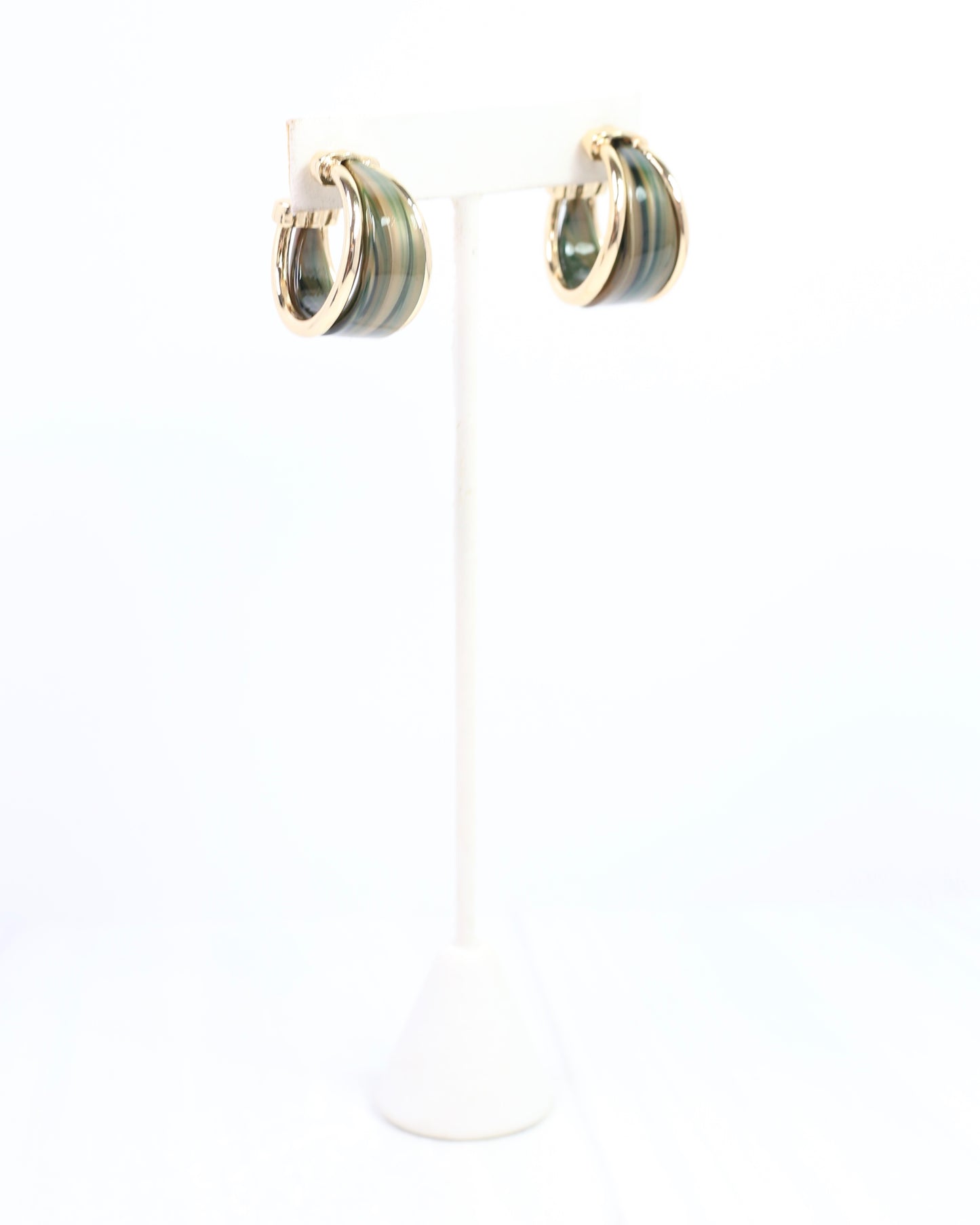 Daphne Gold Trimmed Hoop Green