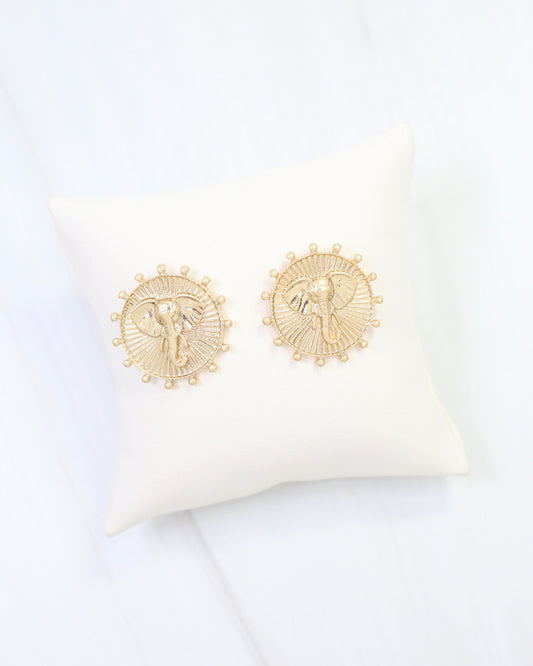 Carmen Coin Earring Elephant Worn Gold