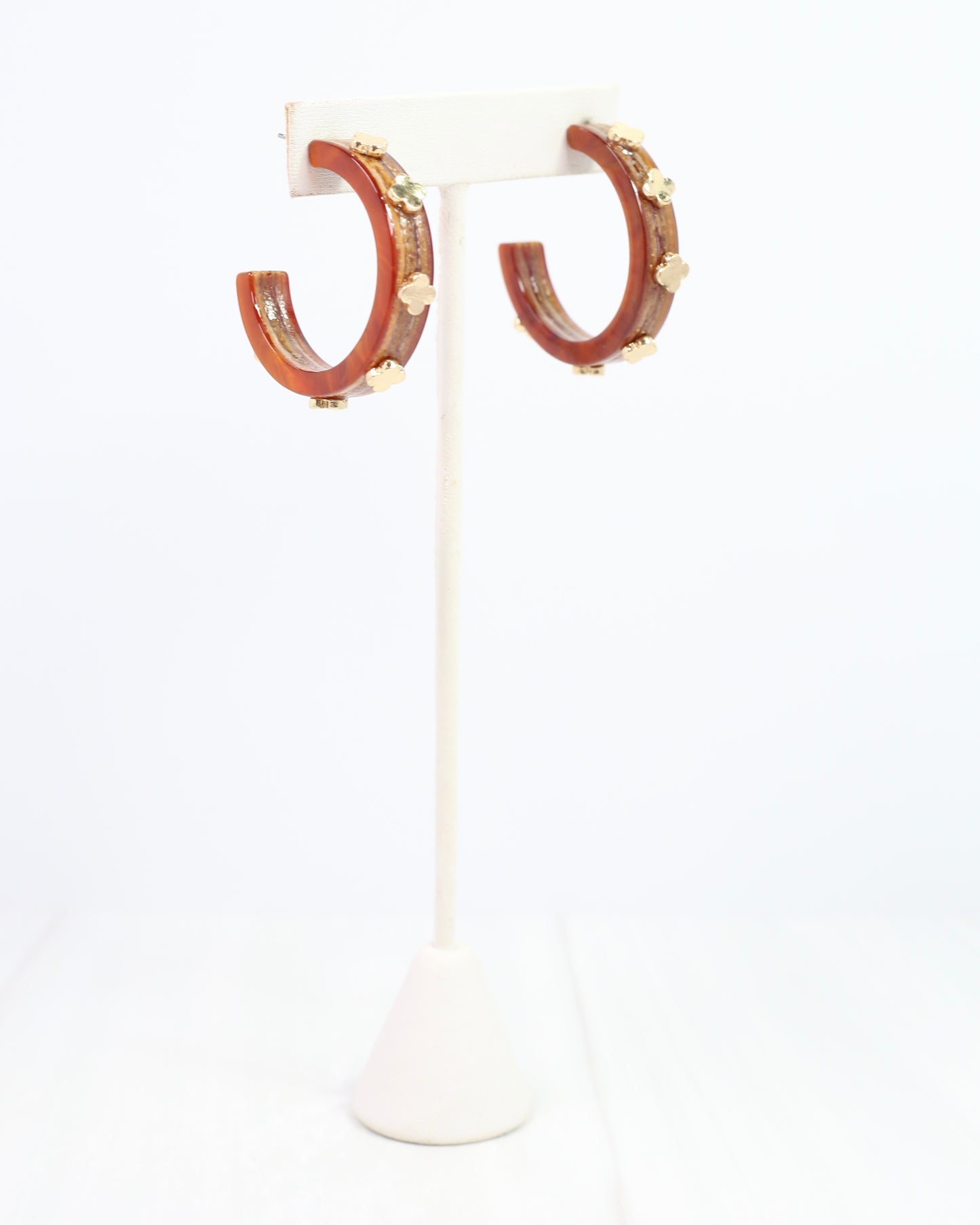 Bellamy Clover Hoop Earring Nat Tortoise