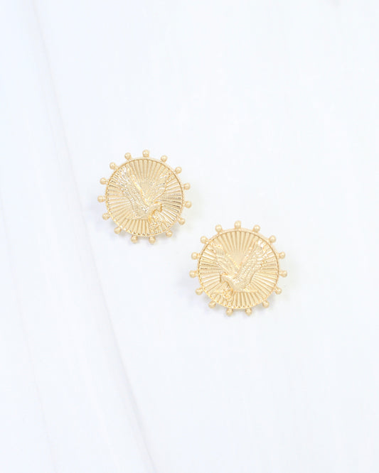 Carmen Coin Earring Eagle Worn Gold