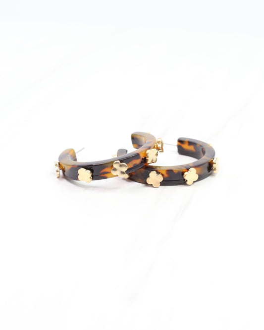 Bellamy Clover Hoop Earring Tortoise