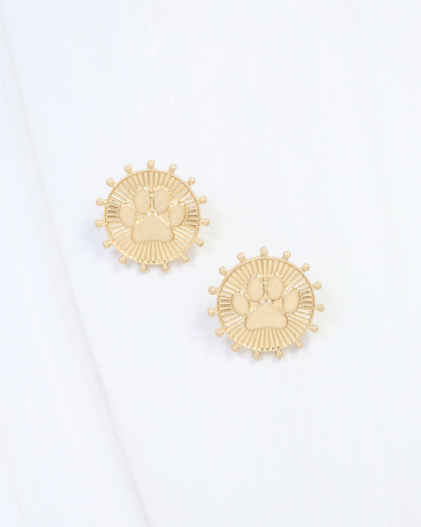 Carmen Coin Earring Paw Print Worn Gold