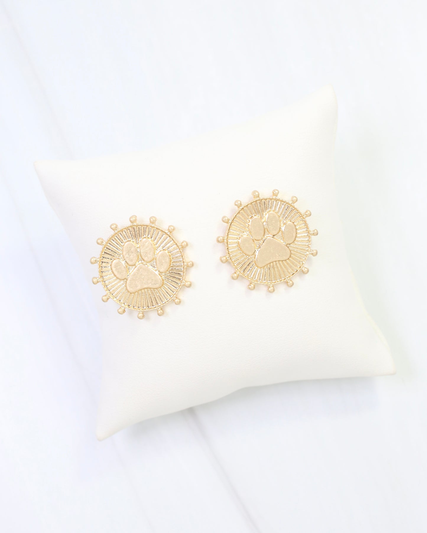 Carmen Coin Earring Paw Print Worn Gold