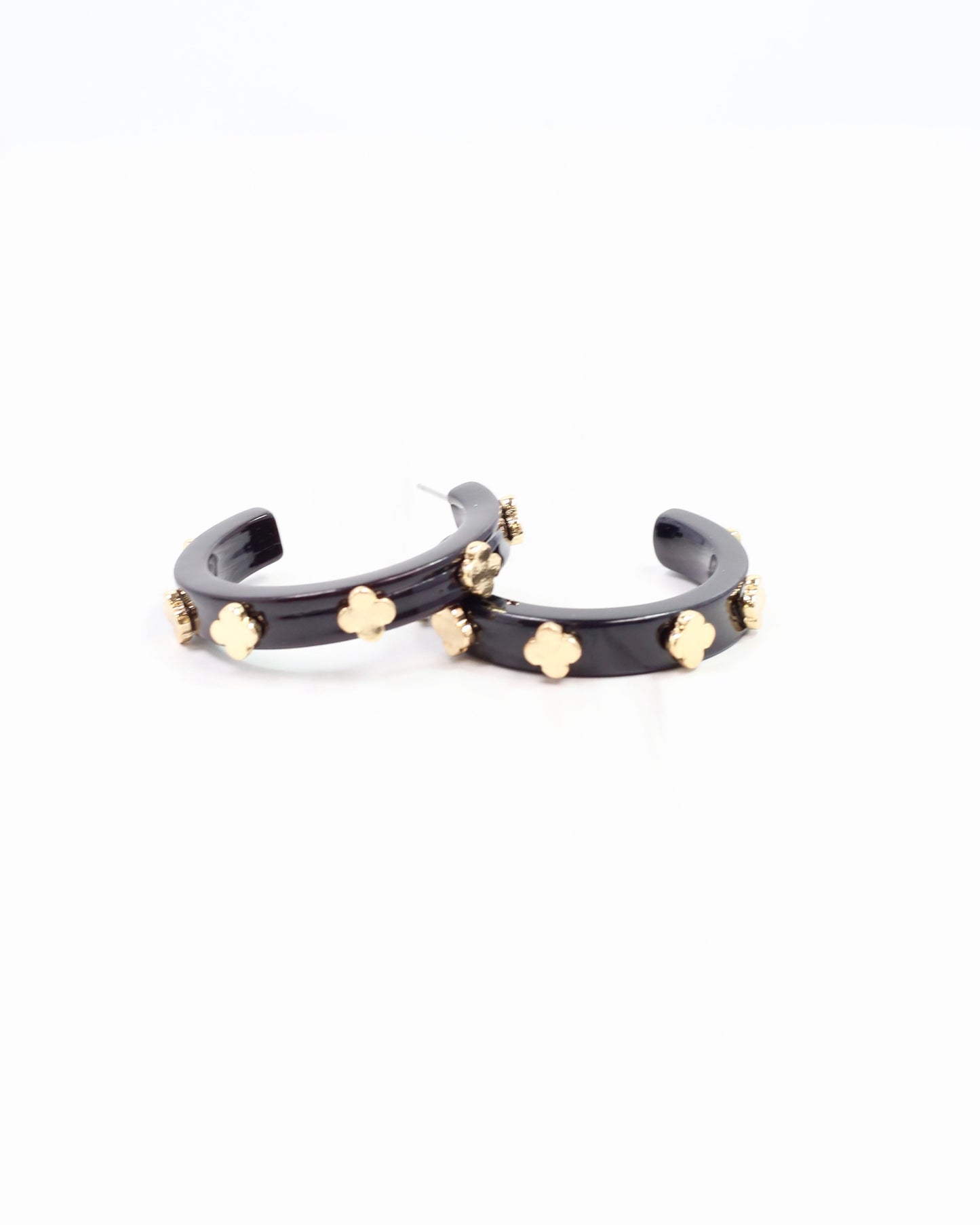 Bellamy Clover Hoop Earring Black