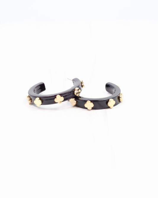 Bellamy Clover Hoop Earring Black