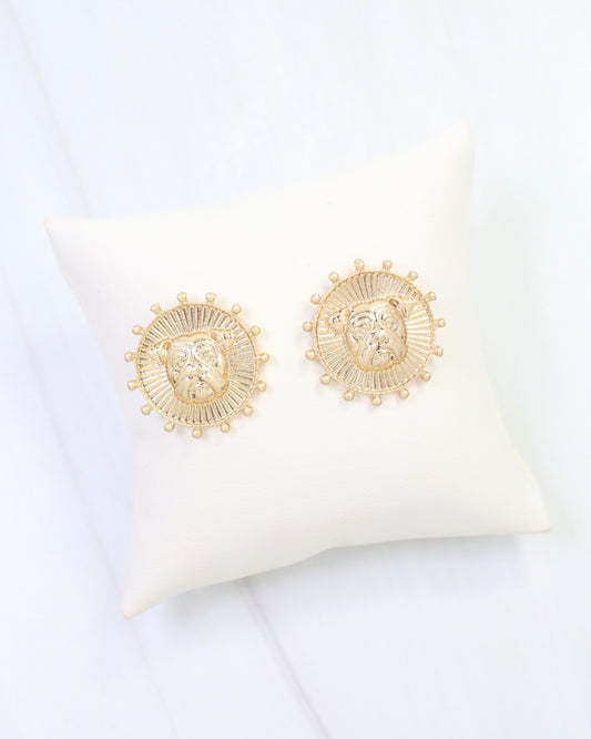 Carmen Coin Earring Dog Worn Gold